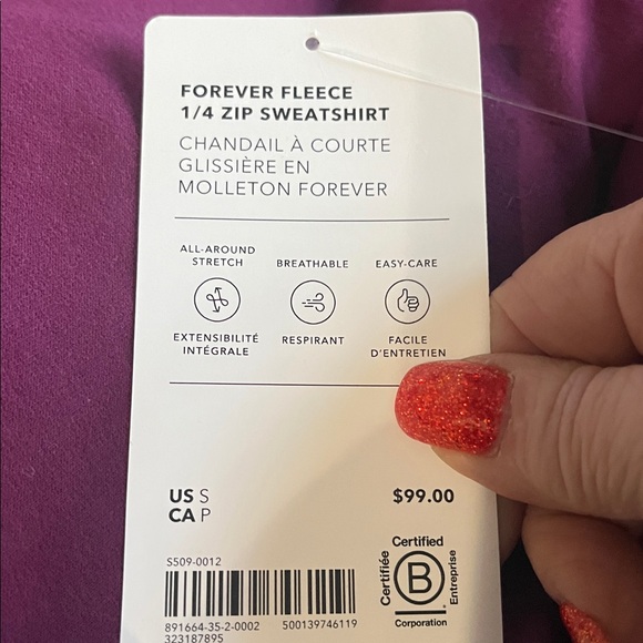 NWT-Athleta Forever Fleece 1/4 Zip Sweatshirt, Small - Picture 6 of 6